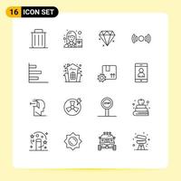 Stock Vector Icon Pack of 16 Line Signs and Symbols for graphic ux writer ui essential Editable Vector Design Elements