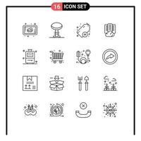 Modern Set of 16 Outlines Pictograph of shopping travel plus bag data Editable Vector Design Elements