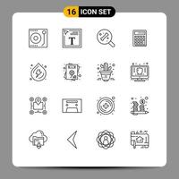 16 Universal Outlines Set for Web and Mobile Applications droop financial search calculate accounting Editable Vector Design Elements