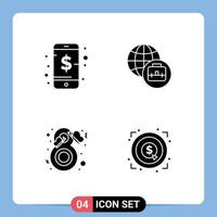 Set of 4 Modern UI Icons Symbols Signs for business woman smart butterfly achievement Editable Vector Design Elements