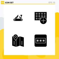 Set of 4 Modern UI Icons Symbols Signs for army hardware pocket knife computers location Editable Vector Design Elements