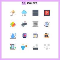 Pictogram Set of 16 Simple Flat Colors of big gun strategy close puzzle parking Editable Pack of Creative Vector Design Elements