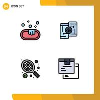 Set of 4 Commercial Filledline Flat Colors pack for soap sport mobile peer to peer box Editable Vector Design Elements