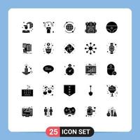 Stock Vector Icon Pack of 25 Line Signs and Symbols for stationary steering world car camping Editable Vector Design Elements