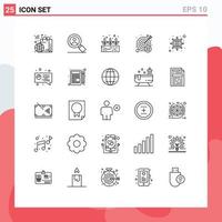 Set of 25 Modern UI Icons Symbols Signs for marketing optimization growth marketing target Editable Vector Design Elements