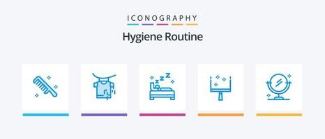 Hygiene Routine Blue 5 Icon Pack Including . cleaning. bedroom. mirror. dustpan. Creative Icons Design vector