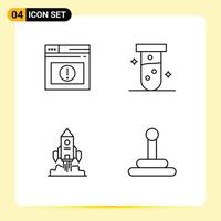 Line Pack of 4 Universal Symbols of page spaceship website test launch Editable Vector Design Elements