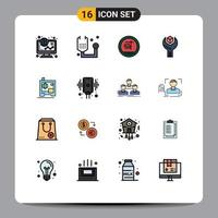 conjunto de 16 iconos de ui modernos símbolos signos para sdk desarrollar configuración de salud bangladeshi elementos de diseño de vectores creativos editables