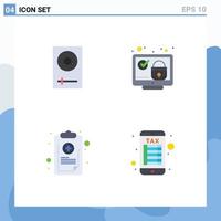 Mobile Interface Flat Icon Set of 4 Pictograms of console security electronics screen check Editable Vector Design Elements