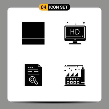 Pack of 4 creative Solid Glyphs of grid find screen data factory Editable Vector Design Elements