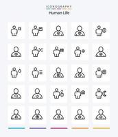 paquete de iconos de 25 contornos humanos creativos como avatar. usuario. paquete. hasta. usuario vector