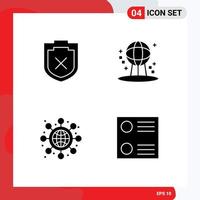 Group of Solid Glyphs Signs and Symbols for security startup astronomy world radio button Editable Vector Design Elements