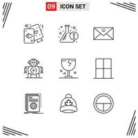 9 Creative Icons Modern Signs and Symbols of caution robotics info cnc message Editable Vector Design Elements