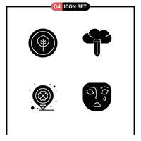 Stock Vector Icon Pack of 4 Line Signs and Symbols for bio marker cloud day face Editable Vector Design Elements