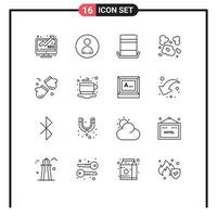 User Interface Pack of 16 Basic Outlines of arctic pollution fashion environment air Editable Vector Design Elements