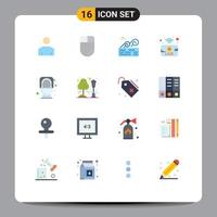 Universal Icon Symbols Group of 16 Modern Flat Colors of commode news water live utube Editable Pack of Creative Vector Design Elements