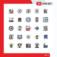 Universal Icon Symbols Group of 25 Modern Filled line Flat Colors of trolley lens cyber eye augmentation Editable Vector Design Elements