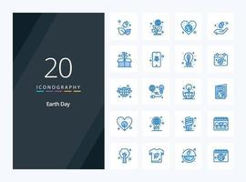 20 Earth Day Blue Color icon for presentation vector