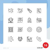Universal Icon Symbols Group of 16 Modern Outlines of staff cv pliers curriculum application Editable Vector Design Elements