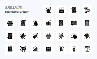 25 Grocery Solid Glyph icon pack vector
