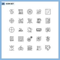 Set of 25 Vector Lines on Grid for controls gun grenadine goal cocaine Editable Vector Design Elements