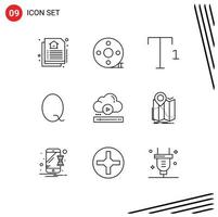 Group of 9 Outlines Signs and Symbols for online player font file guatemalan Editable Vector Design Elements