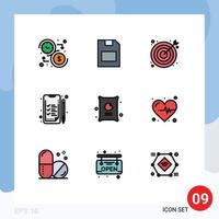 Modern Set of 9 Filledline Flat Colors and symbols such as farming business data analytics target Editable Vector Design Elements