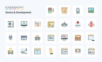 25 Device And Development Flat color icon pack vector