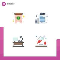 Set of 4 Commercial Flat Icons pack for card office table electronic letter drop Editable Vector Design Elements