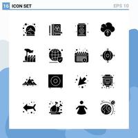 Set of 16 Modern UI Icons Symbols Signs for lobbying domination pack despotism upload Editable Vector Design Elements