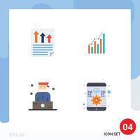 Modern Set of 4 Flat Icons Pictograph of arrows marketing page analytics trends Editable Vector Design Elements