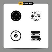 4 User Interface Solid Glyph Pack of modern Signs and Symbols of cinema data eight march barbell server Editable Vector Design Elements