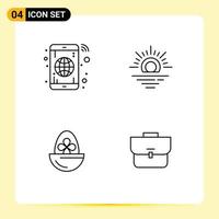 Stock Vector Icon Pack of 4 Line Signs and Symbols for app easter phone weather food Editable Vector Design Elements