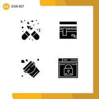 Group of 4 Solid Glyphs Signs and Symbols for capsule religion love mecca fire Editable Vector Design Elements