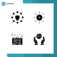 Modern Set of 4 Solid Glyphs and symbols such as computing briefcase network ui romance Editable Vector Design Elements
