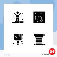 Group of 4 Solid Glyphs Signs and Symbols for business color disk brush cooler Editable Vector Design Elements