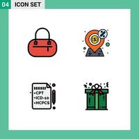 Universal Icon Symbols Group of 4 Modern Filledline Flat Colors of bag medical finance present gift Editable Vector Design Elements