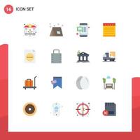 Group of 16 Flat Colors Signs and Symbols for file delete travel school notebook Editable Pack of Creative Vector Design Elements