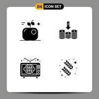 Set of 4 Modern UI Icons Symbols Signs for apple news science money tv Editable Vector Design Elements