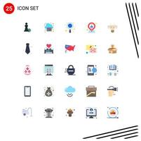 25 Universal Flat Color Signs Symbols of adornment location business human employee Editable Vector Design Elements