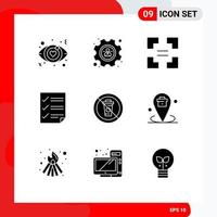 Solid Glyph Pack of 9 Universal Symbols of no diet equal and page Editable Vector Design Elements