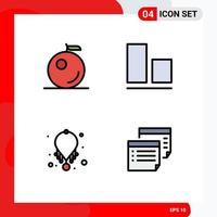 4 Universal Filledline Flat Color Signs Symbols of fruit note bottom fashion paper Editable Vector Design Elements