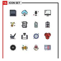 Set of 16 Modern UI Icons Symbols Signs for electronic computer bulb talk mike Editable Creative Vector Design Elements