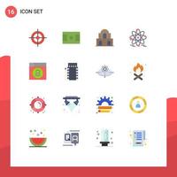 Mobile Interface Flat Color Set of 16 Pictograms of unlock design christmas web education Editable Pack of Creative Vector Design Elements