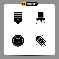 Solid Glyph Pack of 4 Universal Symbols of army circle rank chair delete Editable Vector Design Elements