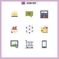 9 iconos creativos signos y símbolos modernos de jerarquía de caja gráfico de conexión de medidor elementos de diseño vectorial editables vector