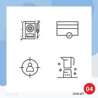 Set of 4 Modern UI Icons Symbols Signs for book man repair money target Editable Vector Design Elements
