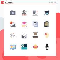 Set of 16 Modern UI Icons Symbols Signs for grown analysis plug web camera Editable Pack of Creative Vector Design Elements