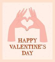 Gift card or banner for valentines day, Hands making a Heart shape with fingers. vector