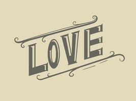 Vector vintage banner or gift card for valentine day with ornament and text love.